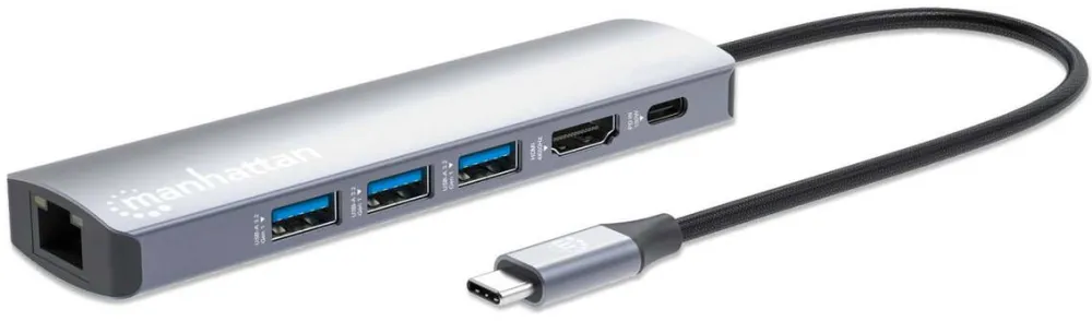 Docking Station MANHATTAN  6-in-1 4K USB-C  1xHDMI 3xUSB 5 Gb/s