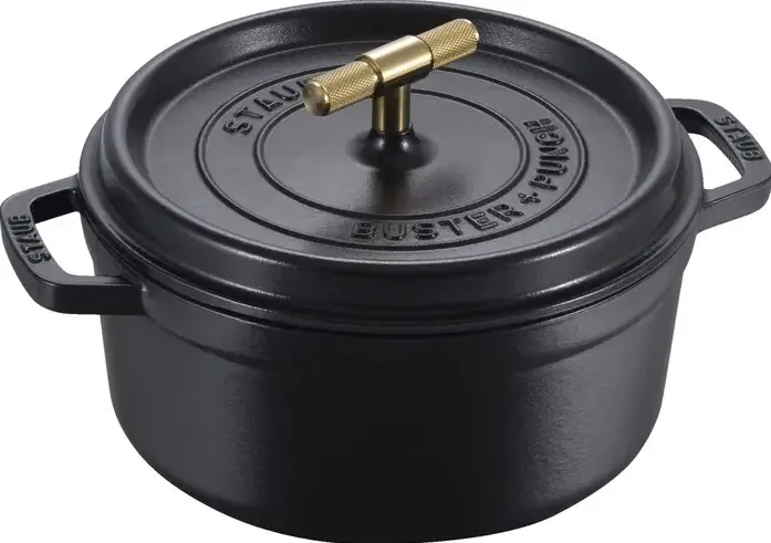 Staub La Cocotte Buster & Punch 24 cm rund, schwarz, Gusseisen