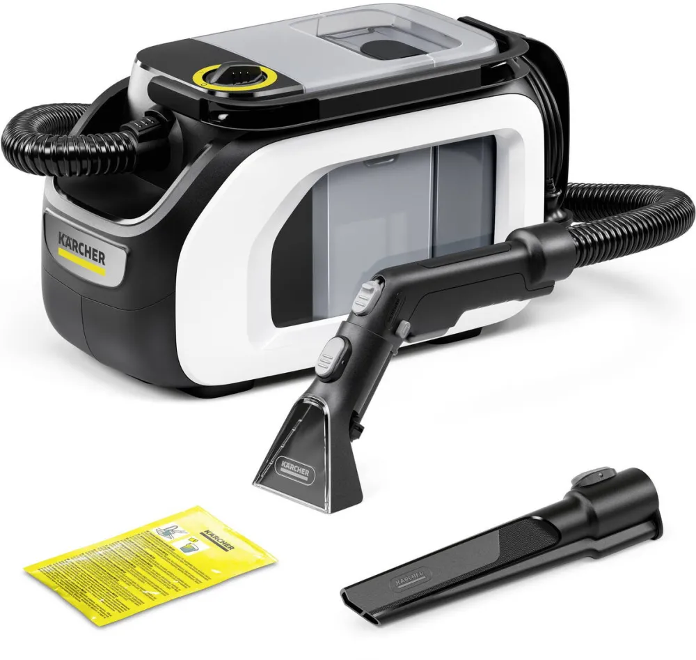 Aspirator Karcher Aspirator cu spalare prin injectie-extractie SE 3 Compact Floor, 500 W, rezervor apa curata/murdara 1,7/2,9 l, duze injectie-extractie covoare/de mana/spatii inguste, detergent 100 ml, 1.081-533.0, alb