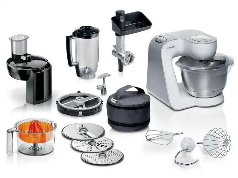 BOSCH Robot de bucatarie Bosch MUM58251, 1000W, 3.9L, alb-argintiu, amestecare planetara 3D