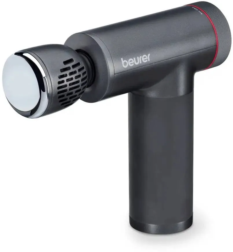 Beurer Aparat de masaj Beurer, MG 195, 9 nivele de intensitate, afisaj LED, negru, 7 accesorii de masaj, maner care nu permite alunecarea, oprire automata dupa aproximativ 10 min, acumulator cu utilizare de pana la 4,5 h, 10 wati, 515 g, geanta