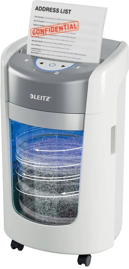 Leitz IQ OptiMax Home Office 225 Micro Cut Paper Shredder Security P5 15L - White