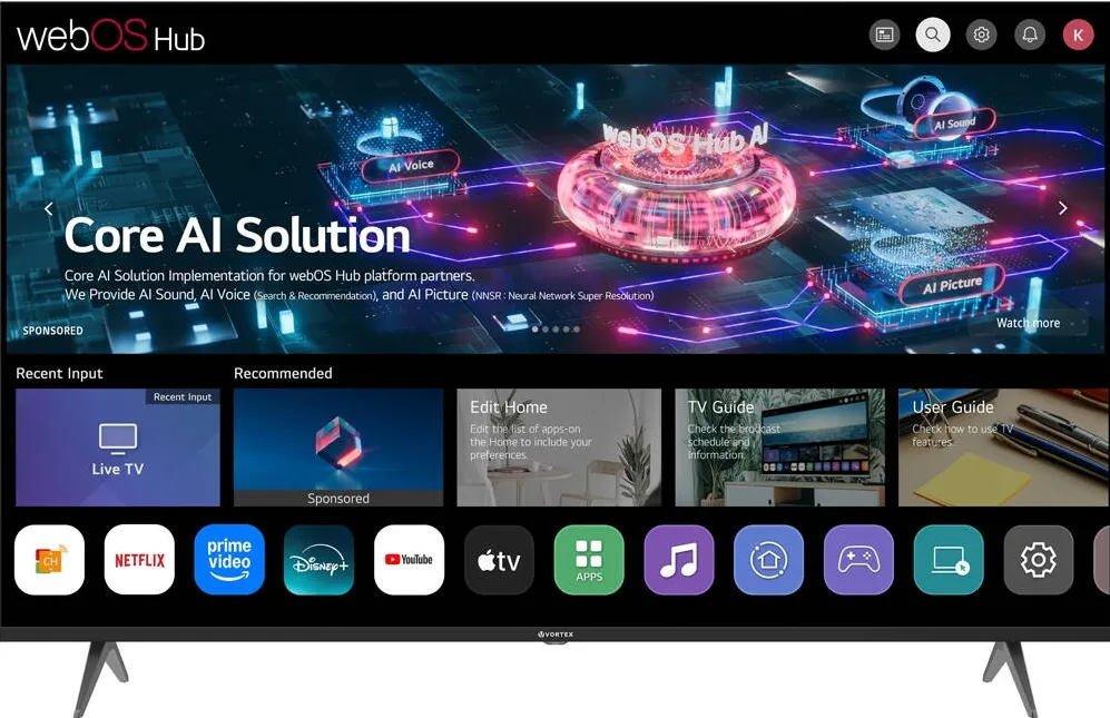 Televizor Vortex LED SMART V65EVA2UW3S, ULTRA HD 4K, 163CM