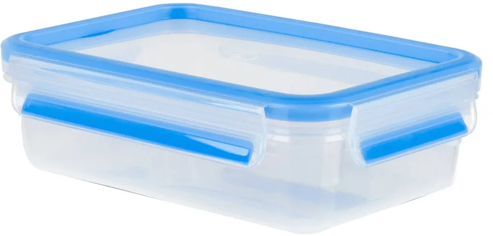 Emsa CLIP & CLOSE food storage container 0.8 liters (transparent/blue, rectangular, classic format)