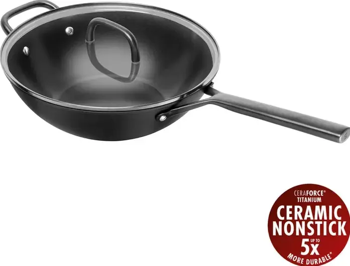 ZWILLING Milano Wok with Glass Lid 30 cm, Black