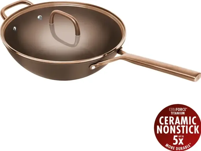 ZWILLING Milano Wok with Glass Lid 30 cm, Brown