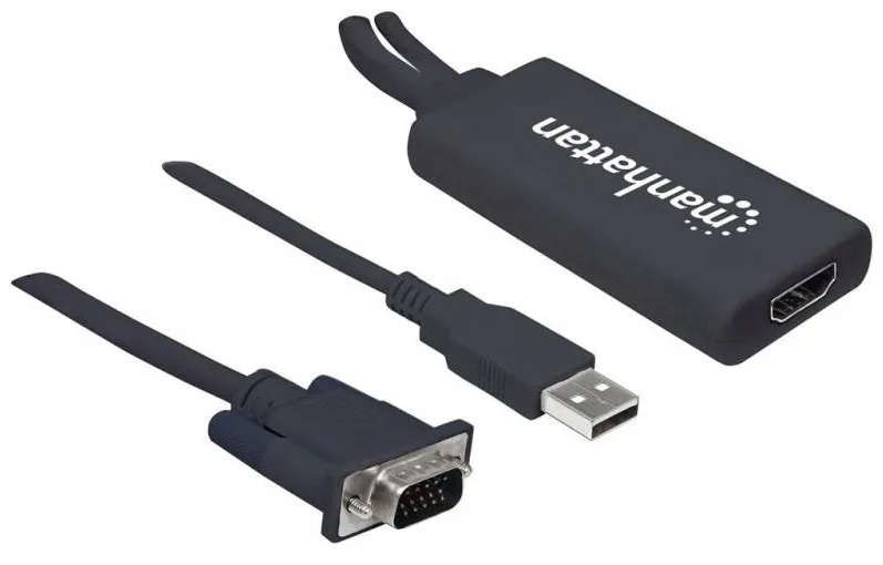 Adaptor MANHATTAN Manhattan VGA and USB audio to HDMI M/F converter adapter 1080p black