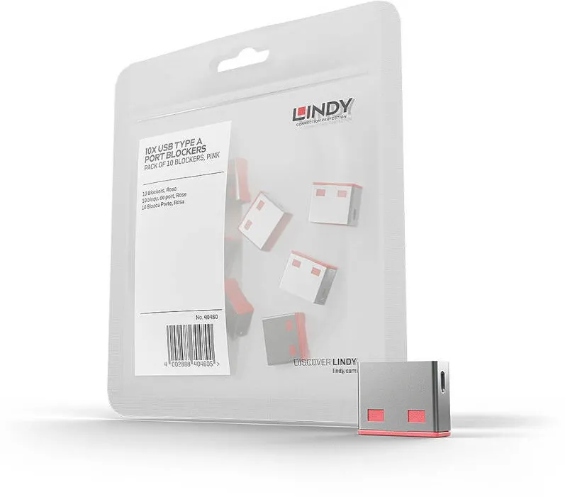 Adaptor Lindy Dispozitiv blocare port USB tip A, 10 bucati (fara cheie), roz