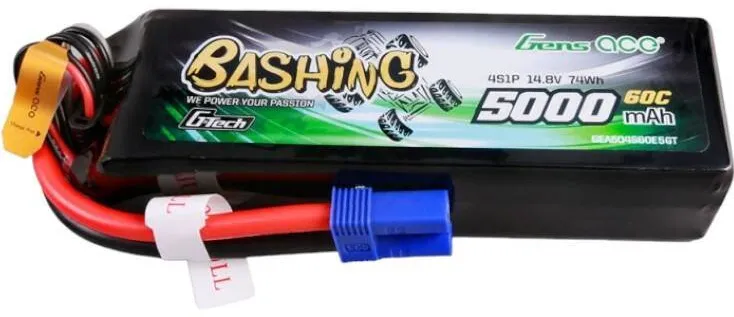 Gens ace G-Tech 5000mAh 14.8V 4S1P 60C Lipo Battery Pack with EC5 Plug-Bashing Series