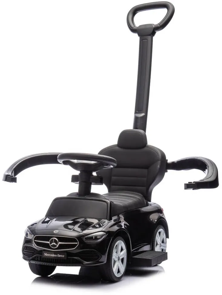 Milly Mally Masina pentru copii, Mercedes C-Class, negru, 12-36 luni, cu scaun confortabil si suport pentru picioare