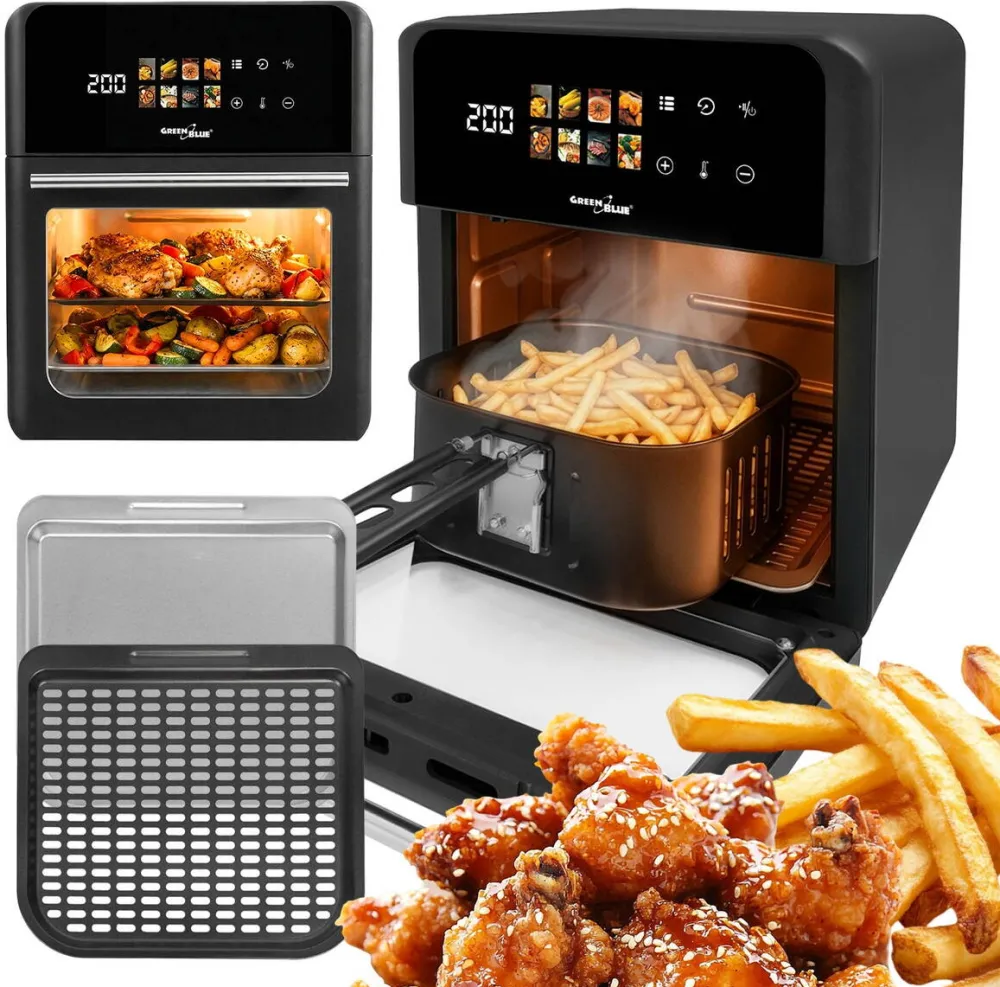 Friteuza fara ulei AIR FRYER GreenBlue, putere 1800 W, capacitate 10 l, 8 programe, accesorii, cronometru, GB950
