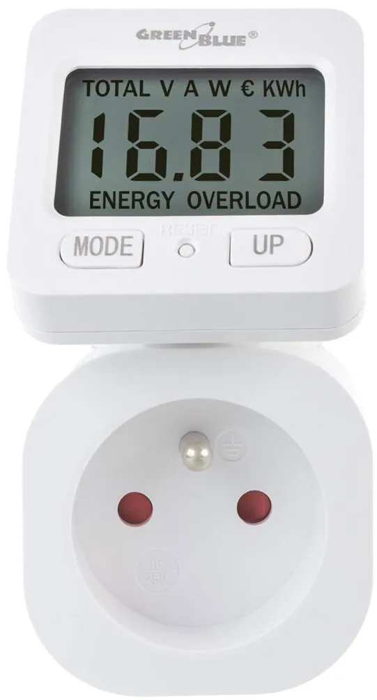 GREENBLUE Masurator de energie GreenBlue, 16A, 3680W, LCD, alb