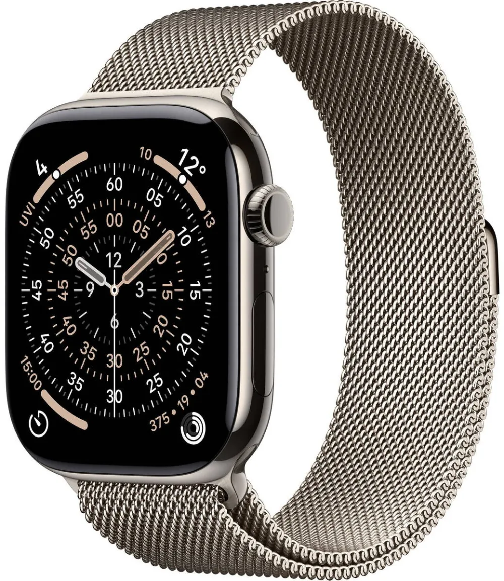 Smartwatch Apple MF8M4MP/A, 11 GPS + Cellular, titan, 42mm, auriu