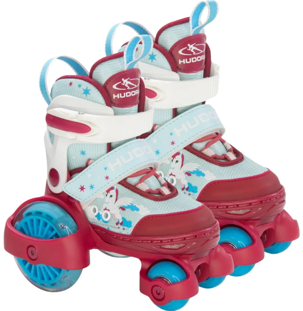 HUDORA HUDORA My First Quad LED roller skates, size 26-29, red/light blue, with LED lighting