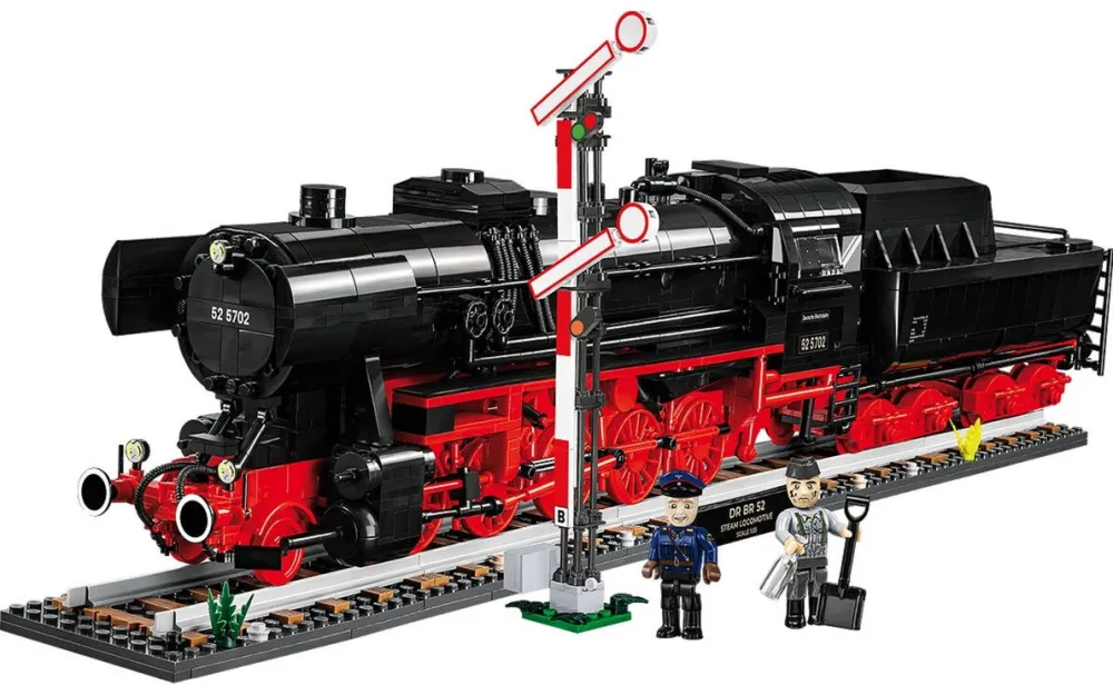 Masina Cobi DR BR 52 Steam Locomotive & Railway Semaphore, construction toy (scale 1:35)