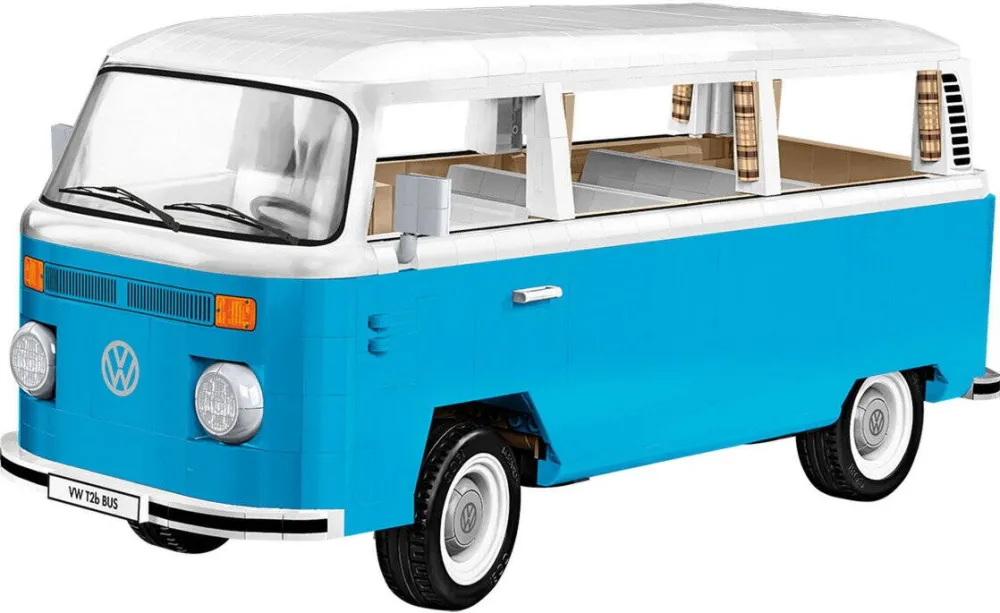 Masina Cobi Volkswagen T2b Bus, construction toy light blue/white, scale 1:12