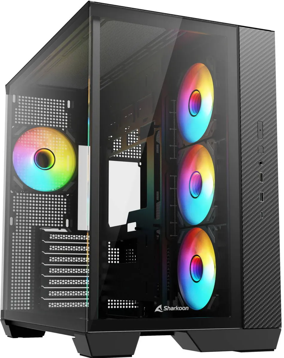 Carcasa PC Sharkoon Steel Shark, Mid Tower, sticla securizata, negru