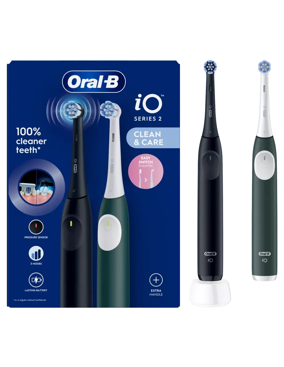 ORAL-B iO2 Series Electric toothbrush Duo, Night Black and Green Forest
