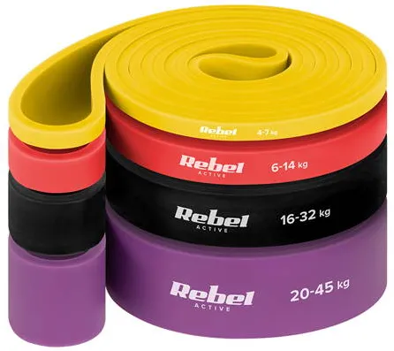 Rebel SET 4 BENZI ELASTICE LATEX POWER BAND 4-32KG REBELACTIV