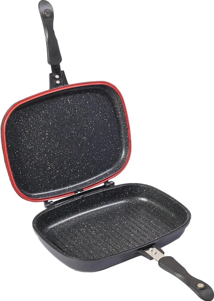 MYRIA Tigaie GRILL DUBLA MYRIA MC4013, 32CM, ALUMINIU, NEGRU