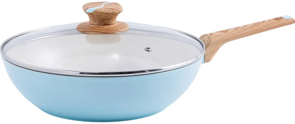 MYRIA Tigaie WOK MYRIA MC4081, 28CM, INVELIS CERAMIC, ALBASTRU