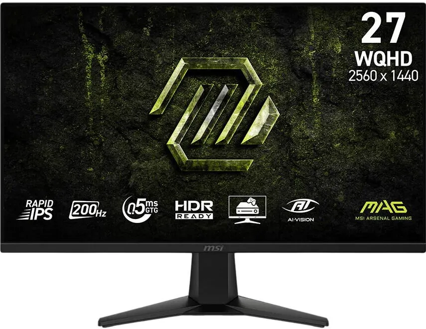 Monitor MSI MAG 275QF E20, 27", Rapid IPS, WQHD, 2560x1440, HDMI, DisplayPort, NVIDIA G-SYNC Compatible, AMD FreeSync Premium, 200Hz, 0.5ms, Negru