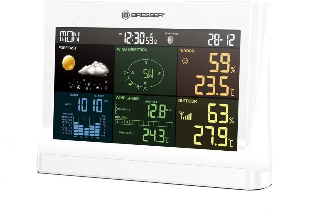 Bresser Statie meteo Bresser 5-in-1 Comfort cu afisaj color, alb