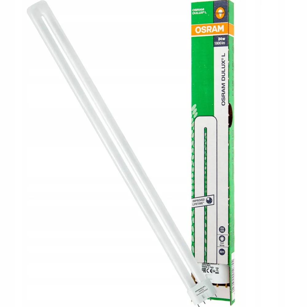 Osram Bec economic Dulux L, Osram, Sticla, 2G11, 24 W, 4000K, 4 pini, Autonomie 20000 ore, Lumina neutra, 317 mm, Alb