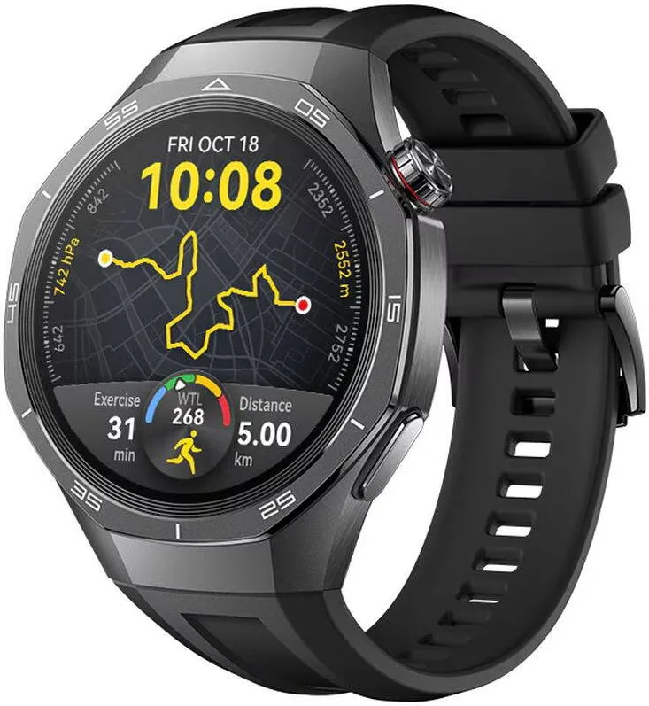 Smartwatch Huawei Watch GT 5 Pro, 46mm Tarnish Titanium, curea Black Fluoroelastomer