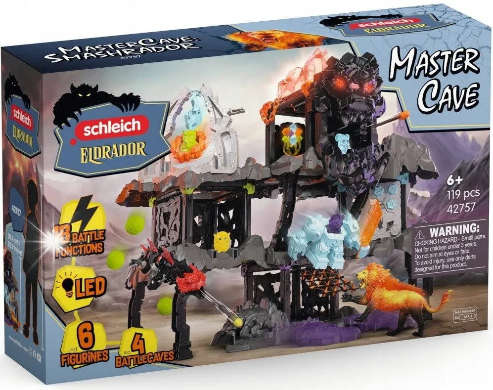 Schleich Figurine set, Schleich, Twierdza bitewna MASTER CAVE Smashrador, 6 figurine, 43x65x17cm, 5.5kg