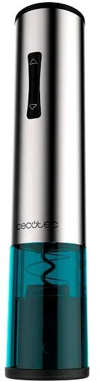 CECOTEC Tirbuson electric de vin cu functie Press, CECOTEC 2310, Instant Cork 1000 Gourment, otel inoxidabil accesoriu taiat folie, dop pompa vid, Argintiu