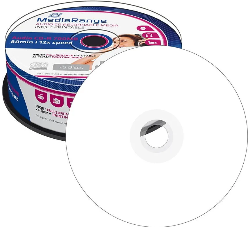 MediaRange CD-R 700MB 25pcs Audio vollflächig bedruckbar