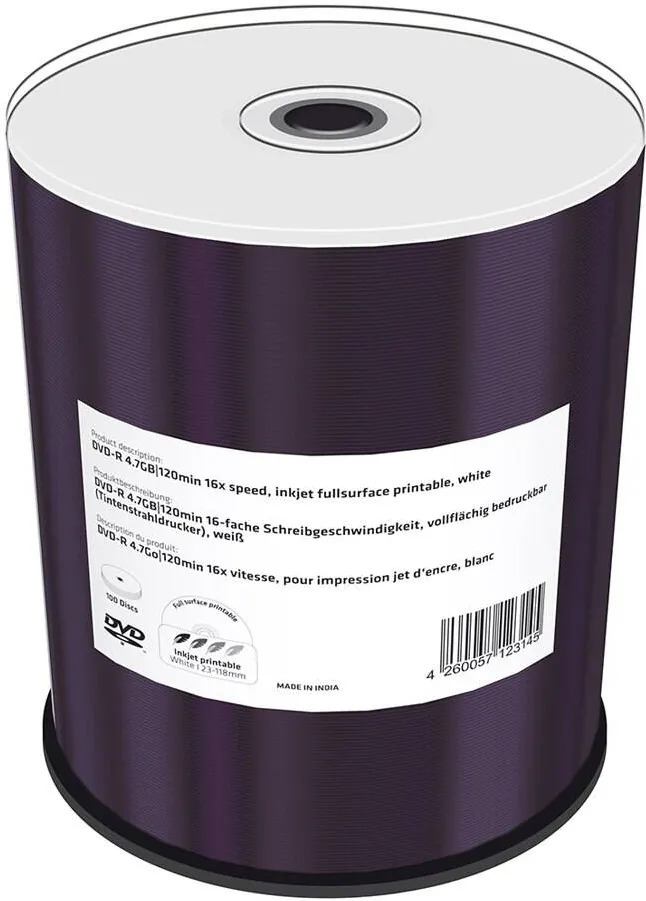 MediaRange DVD-R 4.7GB 100pcs Spindel 16x Inkjet Full Printa