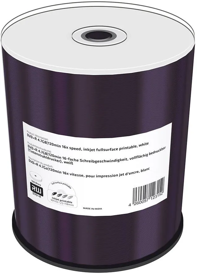 MediaRange DVD+R 4.7GB 100pcs Spindel 16x Inkjet Full Printa