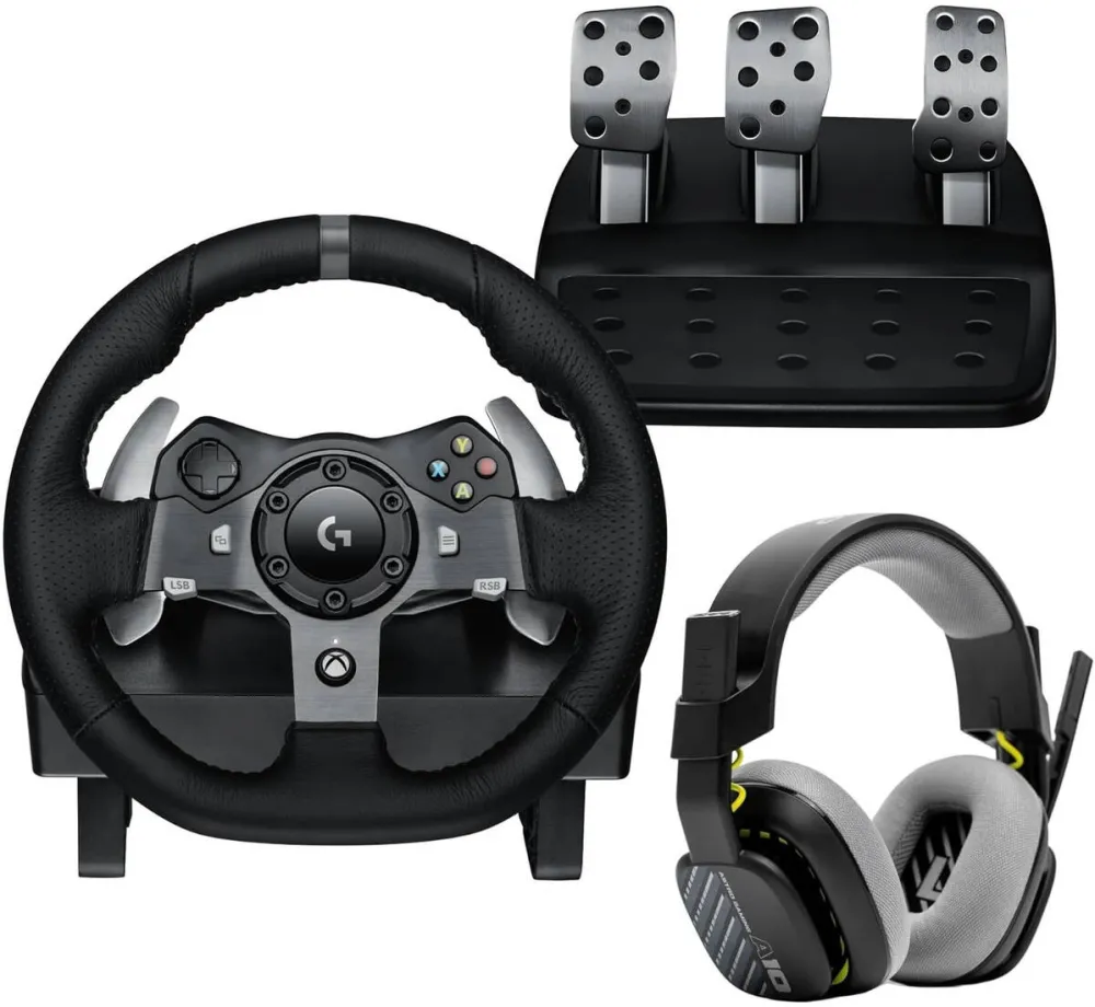 Volan LOGITECH Volan Logitech G920 Driving Force Racing pentru PC, Xbox Series X/S, Xbox One + Casti Astro A10, Negru