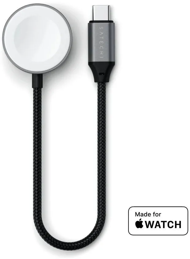 Satechi Cablu de incarcare rapida USB-C compatibil cu Apple Watch, Satechi, gri