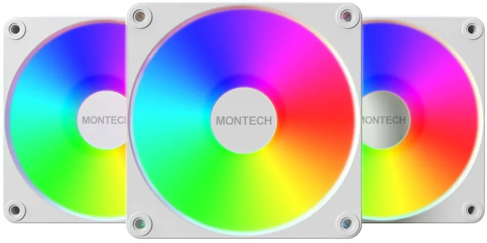 Montech Ventilator PC 120mm Montech GF120R V2 ARGB PWM, Kit 3 Ventilatoare, White