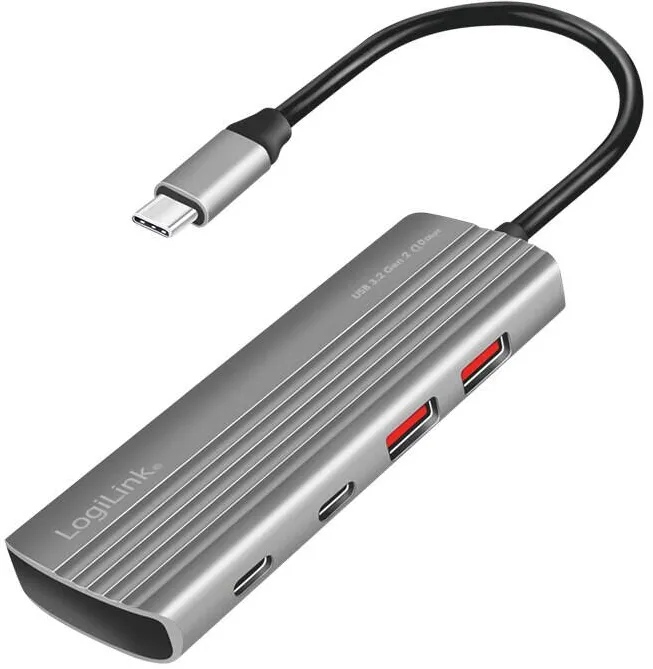 Logilink Concentrator USB 3.2 Gen2, 2x USB-A, 2x USB-C, Power Delivery 100W, gri stelar, 1x4x11cm