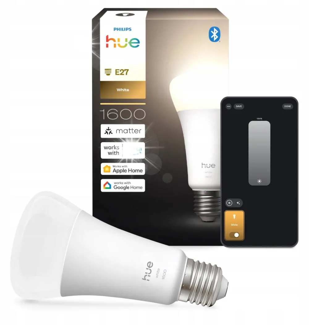 Philips Hue Bec inteligent Philips Hue A60 E27 1600 lm, alb, set 1 buc.