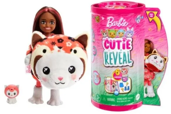 MATTEL Papusa in costum de animalut, Barbie Color Reveal Chelsea Panda, Multicolor