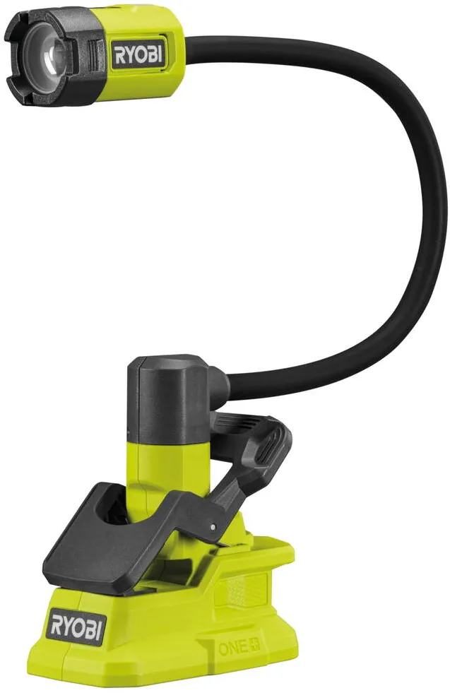 Corp Iluminat Ryobi Lampa cu LED Ryobi 18V ONE+, RLCF18-0, brat flexibil 40 cm, intensitate flux 400 lumeni, clema cauciucata pentru prindere pe materiale pana la 38 mm grosime