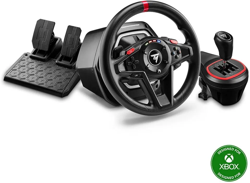 Volan THRUSTMASTER Volan de gaming, Thrustmaster, cu pedale si schimbator de viteze, T128 Shifter Pack, T128 Racing Ghidon si TH8S Shifter Add-On, Compatibil cu Xbox si PC