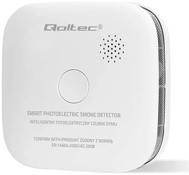 QOLTEC Detector de fum wireless certificat Qoltec cu baterie, Durata de viata a bateriei de 10 ani, Alarma de 85dB, LED