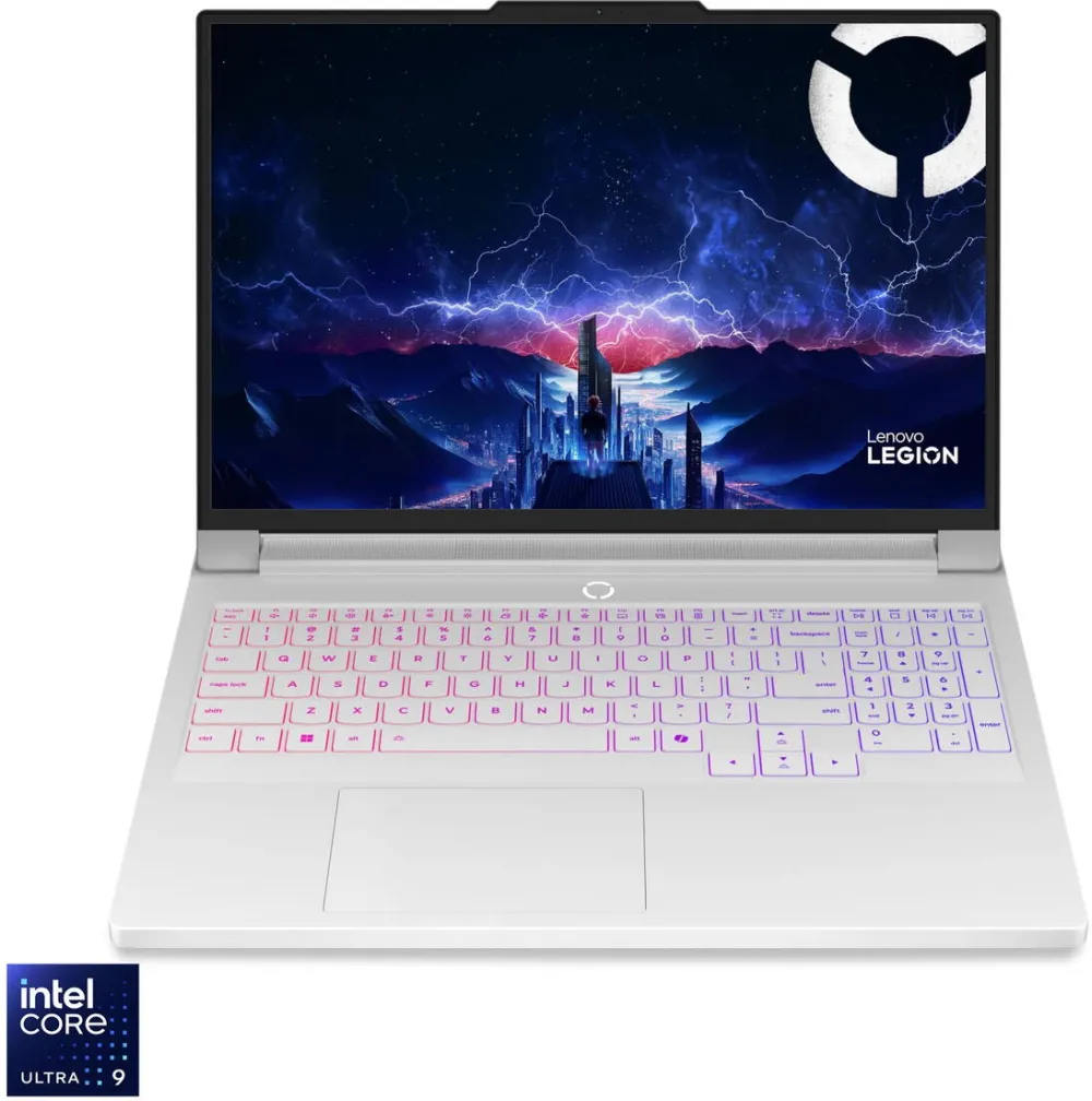 Laptop Lenovo Laptop Gaming Lenovo Legion Pro 7 16IAX10H cu procesor Intel® Core Ultra 9 275HX pana la 5.4GHz, 16" WQXGA, OLED, 240Hz, 32GB DDR5 RAM. 1TB SSD,  NVIDIA® GeForce RTX™ 5080 16GB GDDR7, No OS, Glacier White, 3y on-site Premium Care