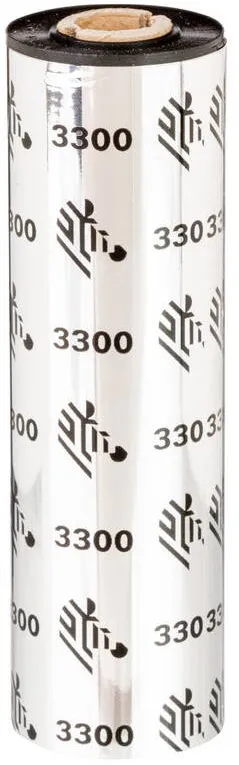 ZEBRA Wax/Resin Ribbon, 64mmx74m (2.52inx242ft), 3300; Standard, 12mm (0.5in) core, 12/box
