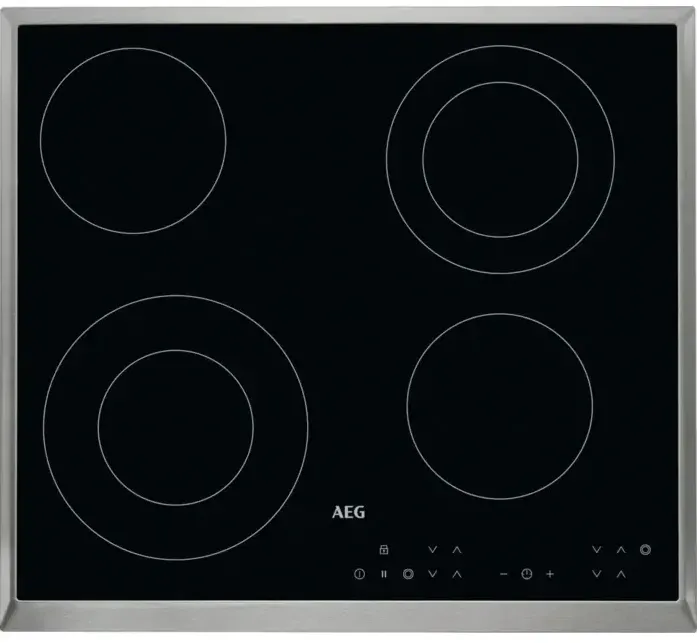 Plita AEG incorporabila HK634021XB, Vitroceramica, 4 zone de gatit, Control touch, Stop&amp;Go, Rama inox, 60 cm, Negru