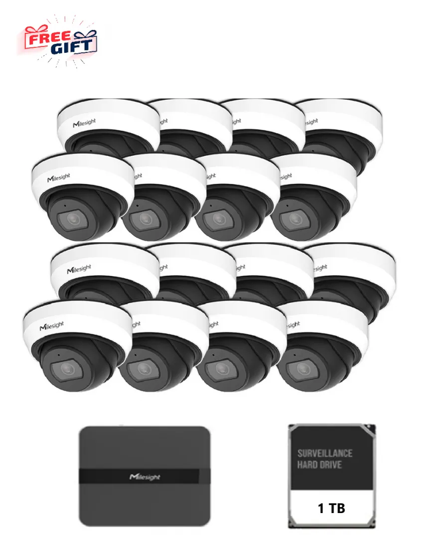 Sistem de Supraveghere MILESIGHT TECHNOLOGY KIT16 MILESIGHT DOME 2MP NVR 16 CANALE