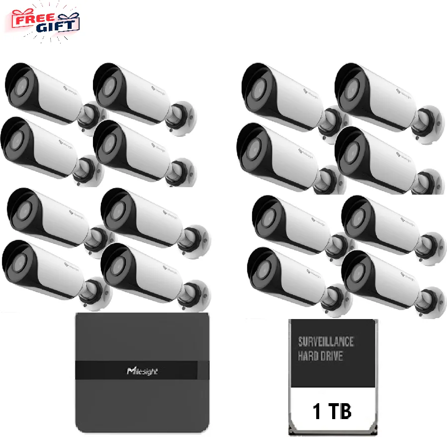 Sistem de Supraveghere MILESIGHT TECHNOLOGY Sistem de Supraveghere MILESIGHT TECHNOLOGY KIT16 MILESIGHT BULLET 2MP NVR 16 CANALE