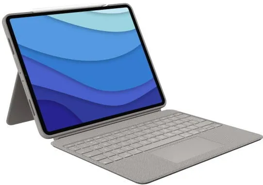 LOGITECH Husa Logitech Combo Touch cu tastatura si trackpad detasabile pentru iPad Pro 12.9 inch gen 5,6, UK, Gri Nisip