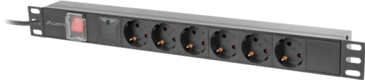 LANBERG LANBERG LANBERG PDU-06F-0200-BK Power Distrubution Unit PDU 19inch 1U 16A 2m 6x Schuko outlets black